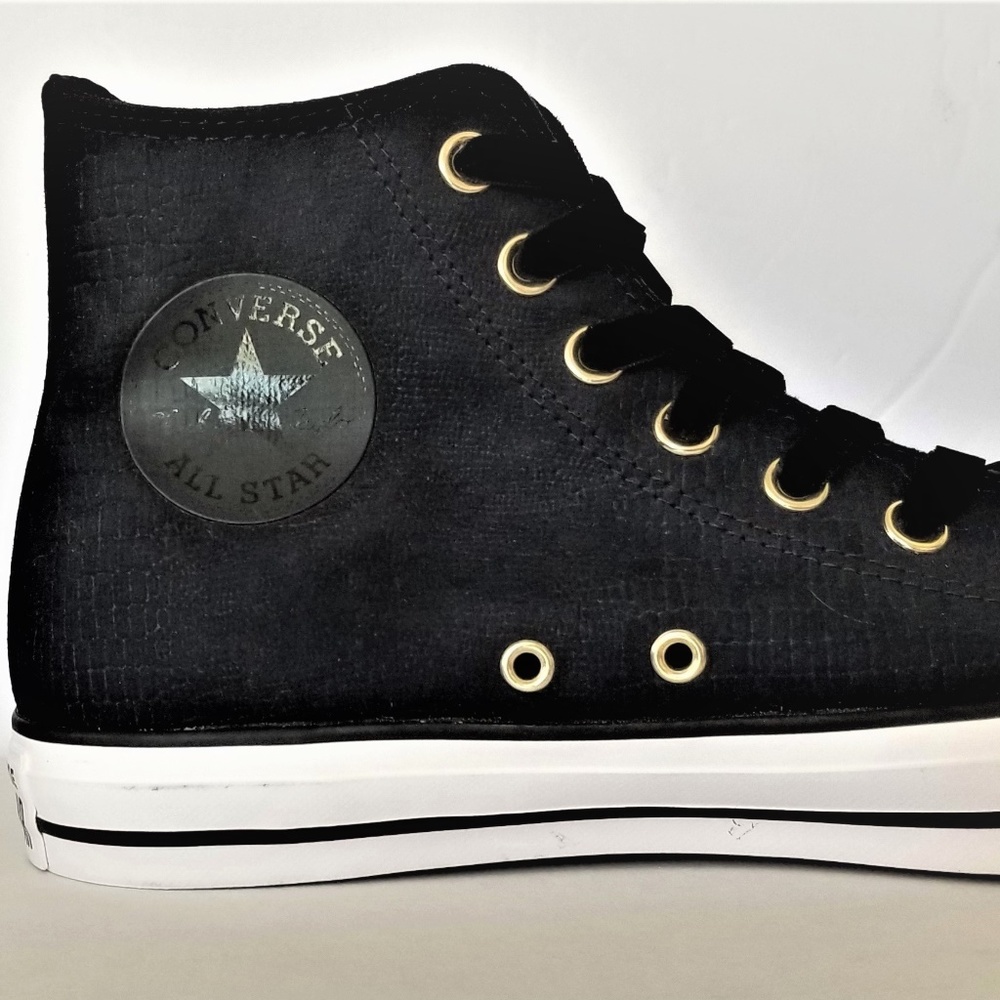 Converse Sneakers High Top Black Womans 5 NEW - Picture 2 of 8